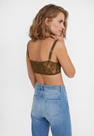 Bayan Yeşil Fermuar Detaylı Dantel Büstiyer