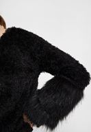 Bayan Siyah Kol Detaylı Tüylü Triko