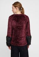 Bayan Bordo Kol Detaylı Tüylü Triko