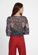 Bayan Çok Renkli Karışık Desenli Beli Lastik Detaylı Bluz