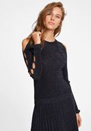 Bayan Siyah Cut Out Detaylı Triko