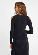 Bayan Siyah Cut Out Detaylı Triko