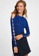 Bayan Lacivert Cut Out Detaylı Triko