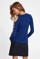 Bayan Lacivert Cut Out Detaylı Triko