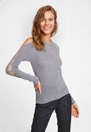 Bayan Gri Cut Out Detaylı Triko