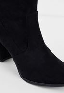 Bayan Siyah Süet Kalın Topuk Bot