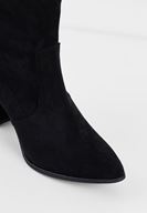 Bayan Siyah Süet Kalın Topuk Bot