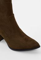 Bayan Yeşil Süet Kalın Topuk Bot