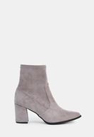 Bayan Gri Süet Kalın Topuk Bot