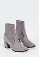 Bayan Gri Süet Kalın Topuk Bot