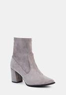 Bayan Gri Süet Kalın Topuk Bot