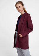 Bayan Bordo Cep Detaylı Süet Ceket