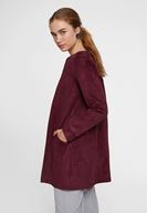 Bayan Bordo Cep Detaylı Süet Ceket