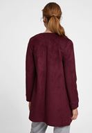 Bayan Bordo Cep Detaylı Süet Ceket