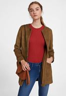 Bayan Yeşil Cep Detaylı Süet Ceket