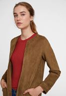 Bayan Yeşil Cep Detaylı Süet Ceket