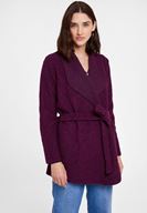 Bayan Mor Kemer Detaylı İnce Yün Kaban