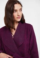 Bayan Mor Kemer Detaylı İnce Yün Kaban