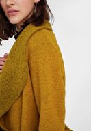 Bayan Yeşil Kemer Detaylı İnce Yün Kaban