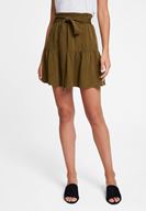 Bayan Yeşil Beli Kemerli Mini Etek ( TENCEL™ )