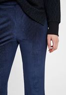 Bayan Lacivert Paça Detaylı Kadife Pantolon