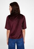 Bayan Bordo Yaka Detaylı Kadife Bluz