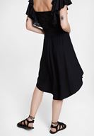 Bayan Siyah Volan Detaylı Etek