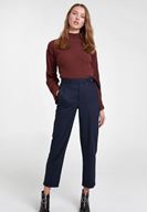 Bayan Lacivert Kemerli Bol Paça Pantolon