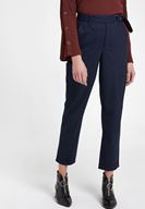 Bayan Lacivert Kemerli Bol Paça Pantolon