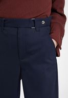 Bayan Lacivert Kemerli Bol Paça Pantolon