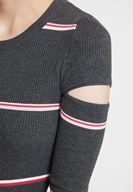 Bayan Çok Renkli Cut Out Detaylı Uzun Kollu Triko