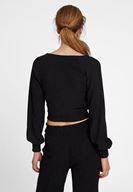 Bayan Siyah Bağlama Detaylı Kruvaze Kesim Bluz