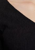 Bayan Siyah Bağlama Detaylı Kruvaze Kesim Bluz