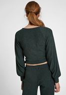 Bayan Yeşil Bağlama Detaylı Kruvaze Kesim Bluz