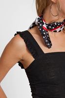 Bayan Siyah Fırfır Detaylı Dokulu Bluz