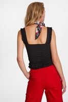 Bayan Siyah Fırfır Detaylı Dokulu Bluz