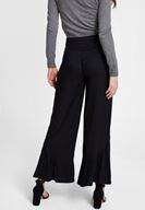 Bayan Siyah Fırfır Detaylı Bol Pantolon