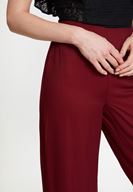 Bayan Bordo Fırfır Detaylı Bol Pantolon