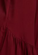 Bayan Bordo Fırfır Detaylı Bol Pantolon