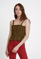 Bayan Yeşil Askılı Gipeli Bluz