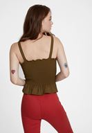 Bayan Yeşil Askılı Gipeli Bluz