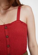 Bayan Kırmızı Askılı Gipeli Bluz