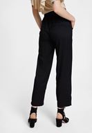 Bayan Siyah Beli Lastik Detaylı Cepli Bol Pantolon