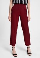 Bayan Bordo Beli Lastik Detaylı Cepli Bol Pantolon
