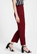 Bayan Bordo Beli Lastik Detaylı Cepli Bol Pantolon