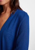 Bayan Lacivert Kolları Kesik Detaylı Hırka