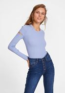 Bayan Mavi Kolları Kesik Detaylı Triko