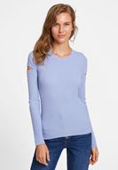 Bayan Mavi Kolları Kesik Detaylı Triko