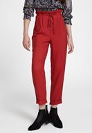 Bayan Kırmızı Beli Bağlamalı Düğme Detaylı Pantolon