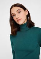 Bayan Yeşil Boğazlı Beli Lastikli Kazak